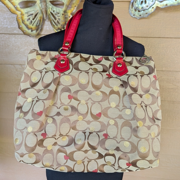 Coach Tan and Red Tote Bag - Picture 6 of 11